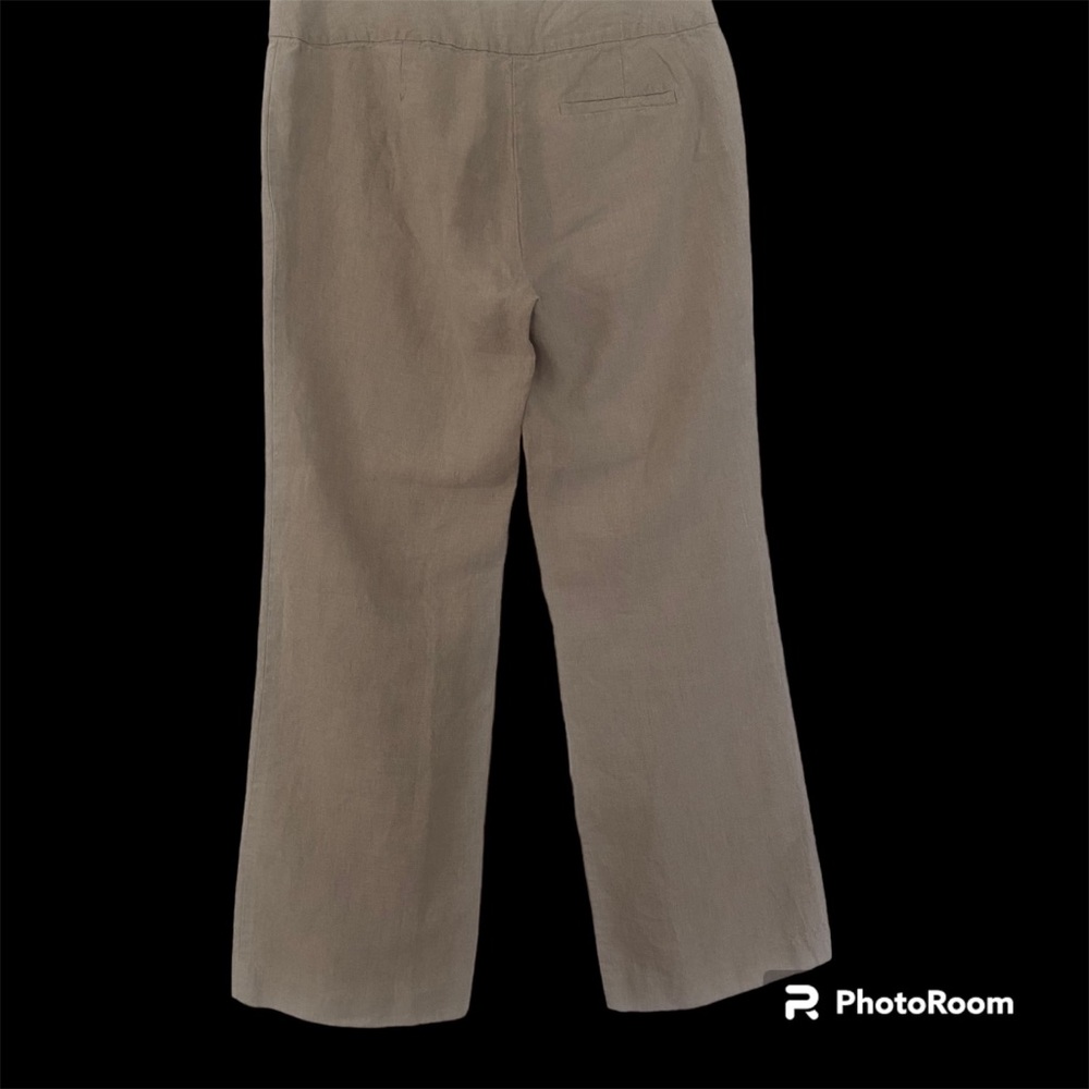 Eileen Fisher Linen Taupe Wide-Leg Pants, Size 6. - Picture 8 of 16